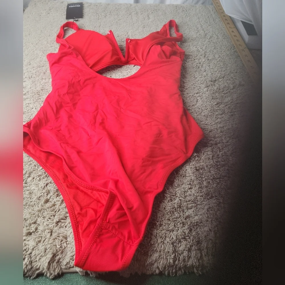 Meyeeka Red Sexy Hard Wire With cut out tummy control One-Piece Swimsuit - L